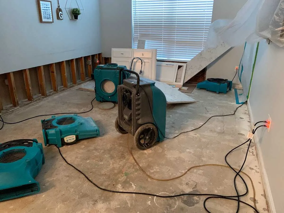 Dehumidifier in flood-cut room for Water Damage Restoration in Miami Beach